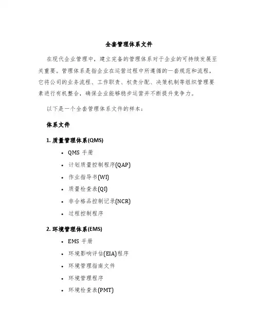 全套管理体系文件