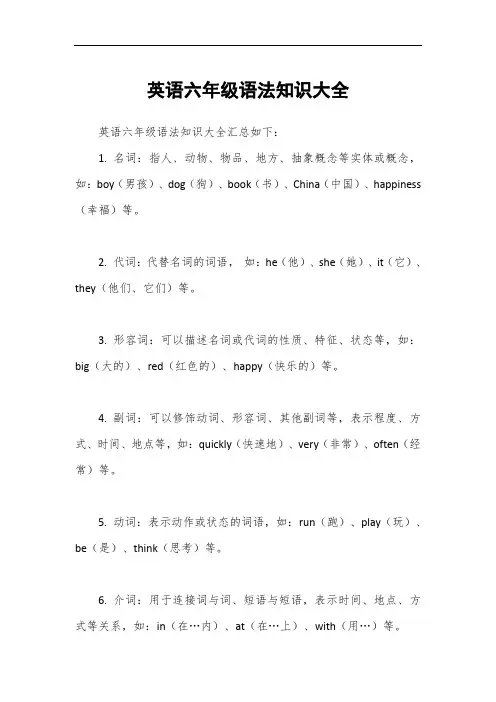 英语六年级语法知识大全