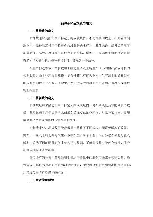 品种数和品规数的定义