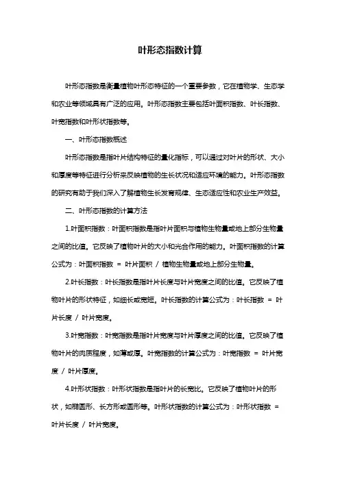 叶形态指数计算