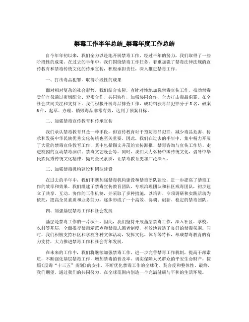 禁毒工作半年总结_禁毒年度工作总结
