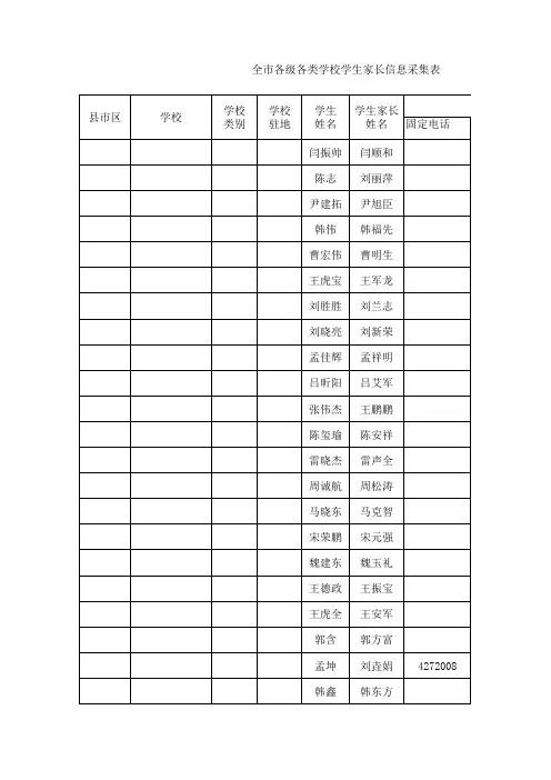 群众满意度调查学校学生信息采集表