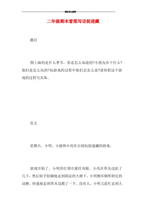 二年级期末看图写话捉迷藏