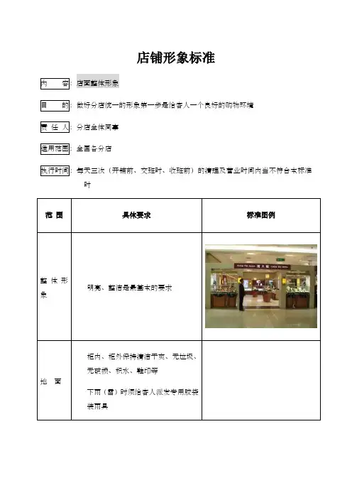 店铺形象手册 店铺形象标准之店面整体形象