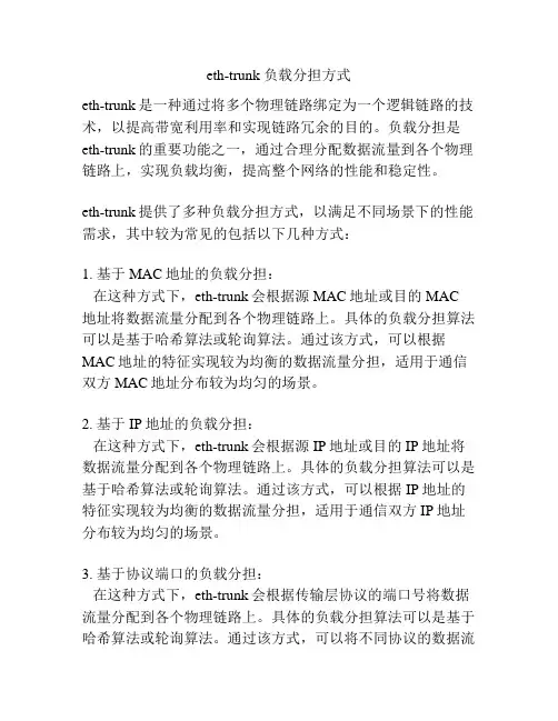 eth-trunk 负载分担方式