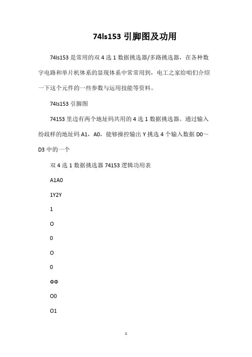 74ls153引脚图及功用