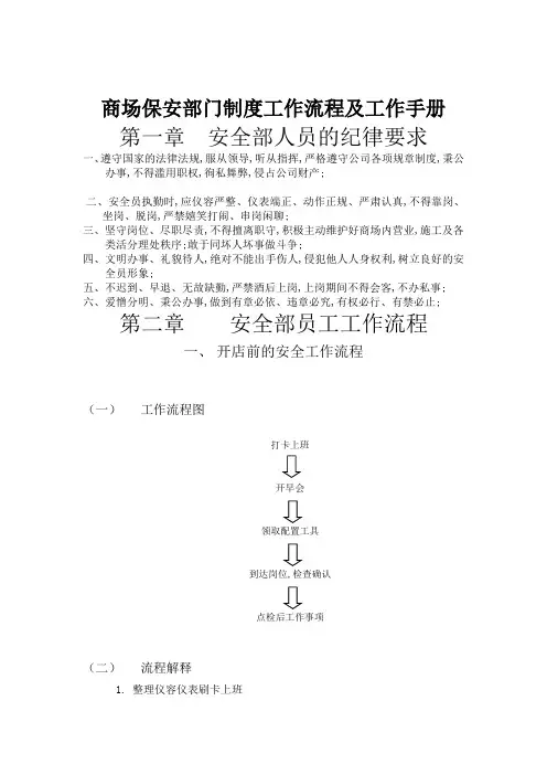 商场保安部门制度工作流程及工作手册