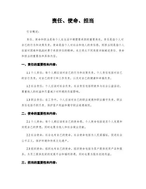 责任、使命、担当