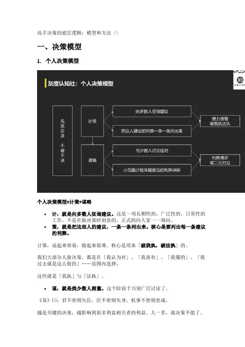 高手决策的底层逻辑：模型和方法