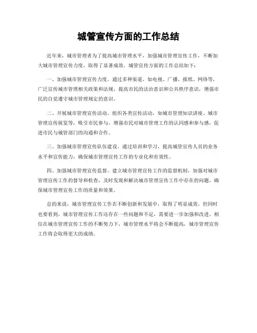 城管宣传方面的工作总结
