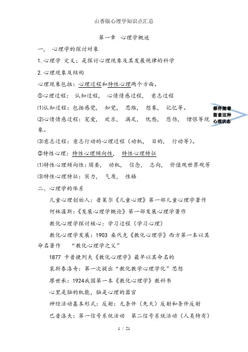 山香版心理学知识点汇总
