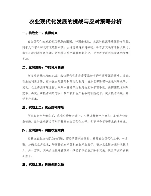 农业现代化发展的挑战与应对策略分析