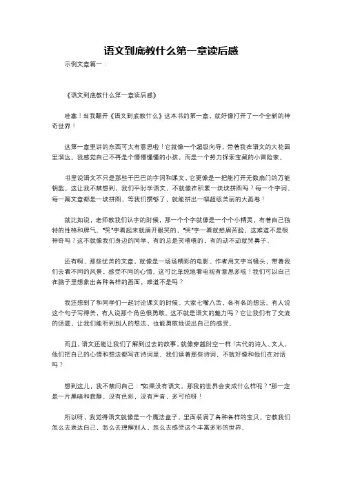 语文到底教什么第一章读后感