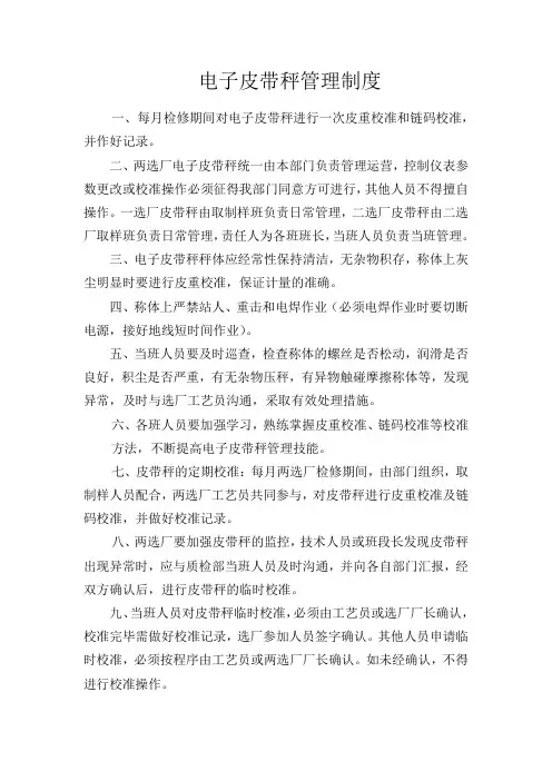 电子皮带秤管理办法