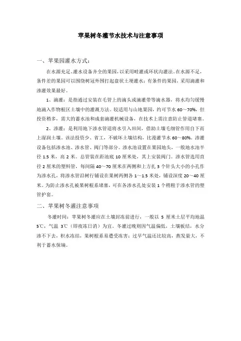 苹果树冬灌节水技术与注意事项
