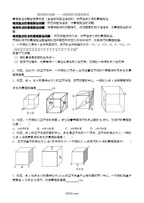 最短路径问题―――蚂蚁爬行的最短路径