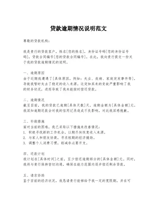 贷款逾期情况说明范文
