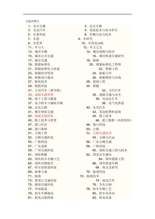 交通类期刊