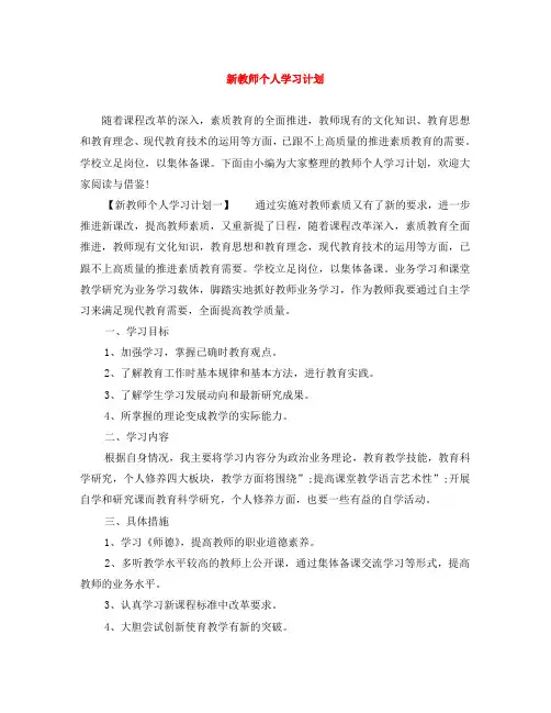 新教师个人学习计划