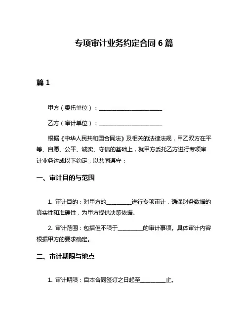专项审计业务约定合同6篇