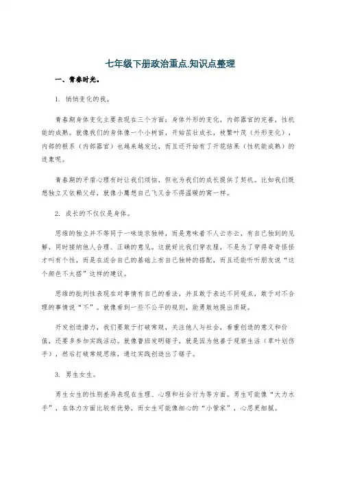 七年级下册政治重点.知识点整理