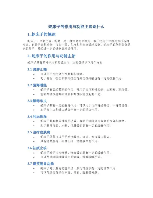 蛇床子的作用与功能主治是什么