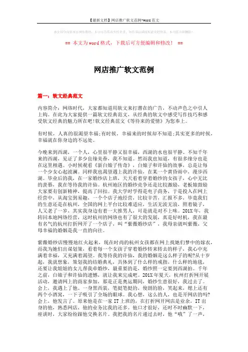 【最新文档】网店推广软文范例-word范文 (17页)