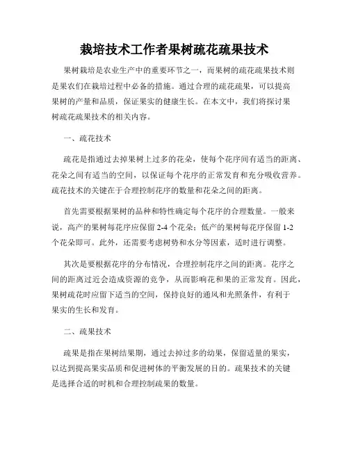 栽培技术工作者果树疏花疏果技术