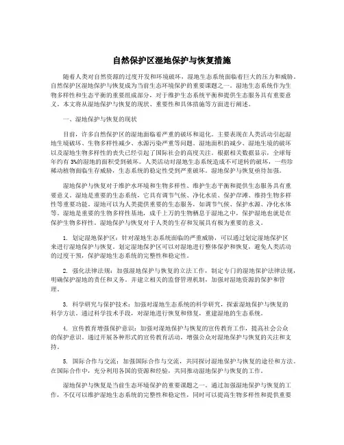 自然保护区湿地保护与恢复措施