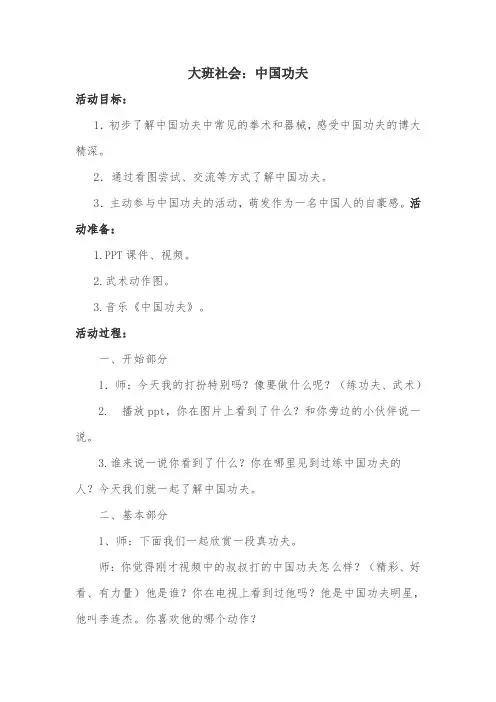 大班社会：中国功夫