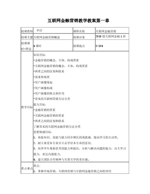 互联网金融营销-教学教案