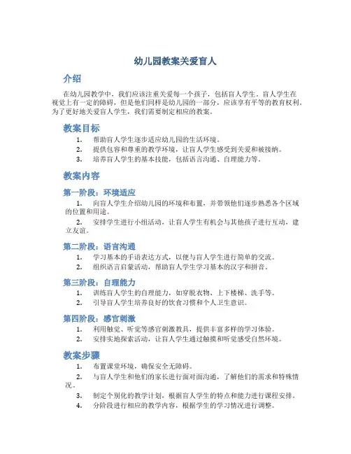 幼儿园教案关爱盲人