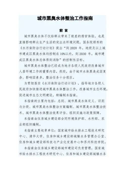 城市黑臭水体整治工作规范指南规范.doc