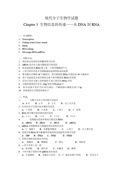现代分子生物学试题