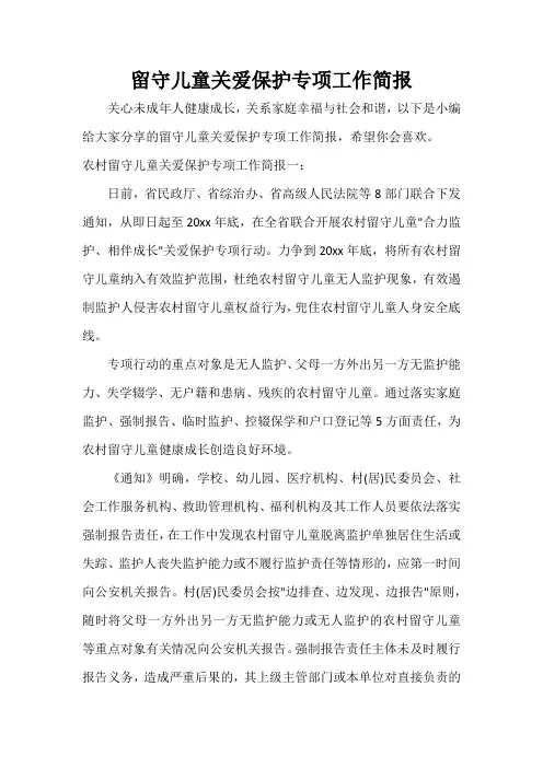  留守儿童关爱保护专项工作简报