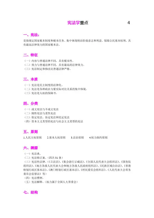 宪法学重点