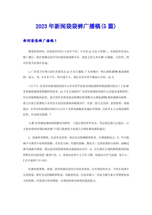 2023年新闻袋袋裤广播稿(5篇)