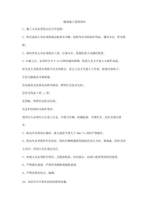 隧道施工进洞须知