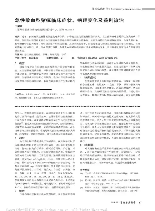 急性败血型猪瘟临床症状、病理变化及鉴别诊治