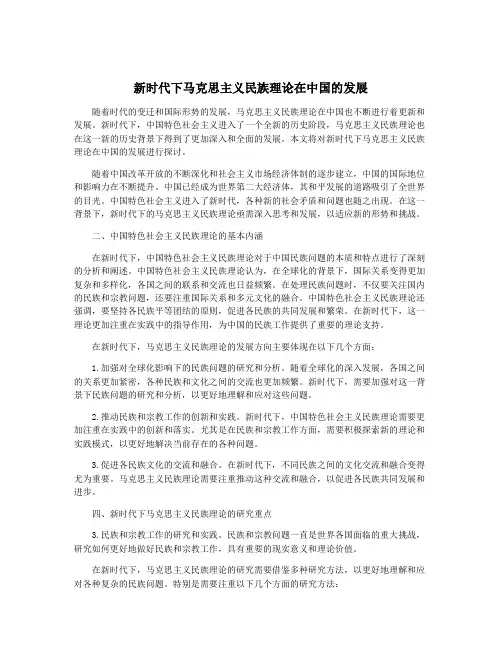 新时代下马克思主义民族理论在中国的发展