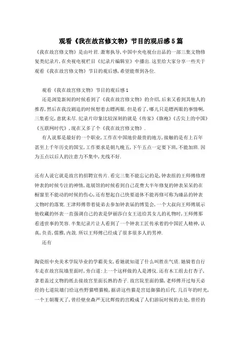观看《我在故宫修文物》节目的观后感5篇