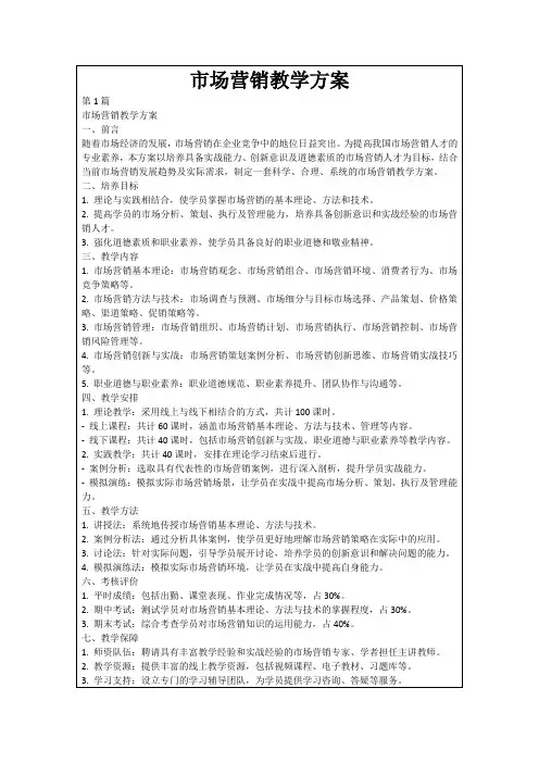 市场营销教学方案