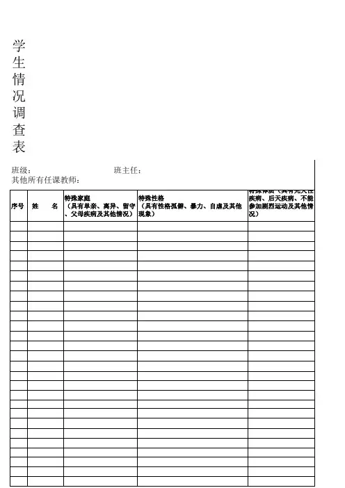 学生特殊情况调查表