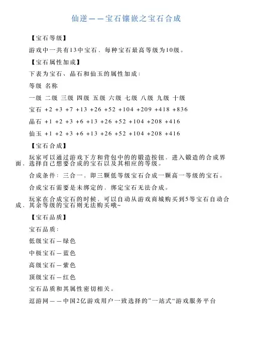 仙逆——宝石镶嵌之宝石合成