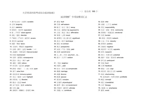 四级阅读理解专项高频词汇总