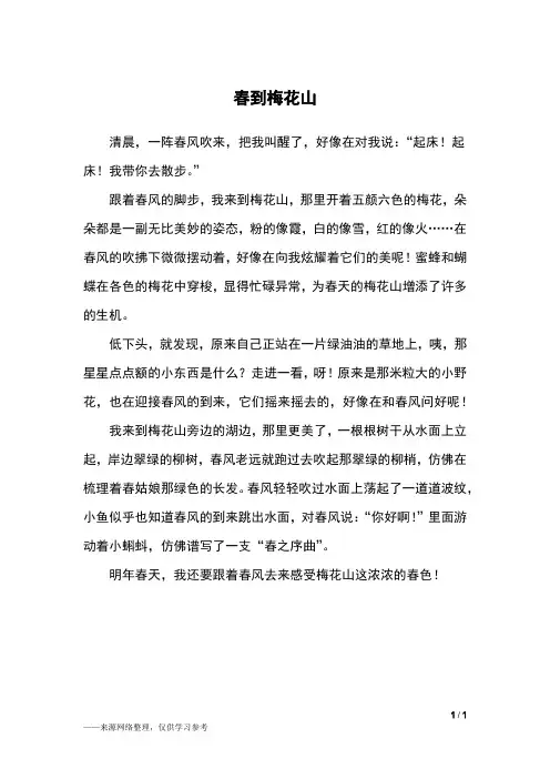 春到梅花山_四年级作文_1