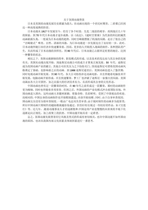 关于各国动漫背景