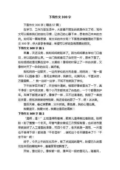 下雪作文300字