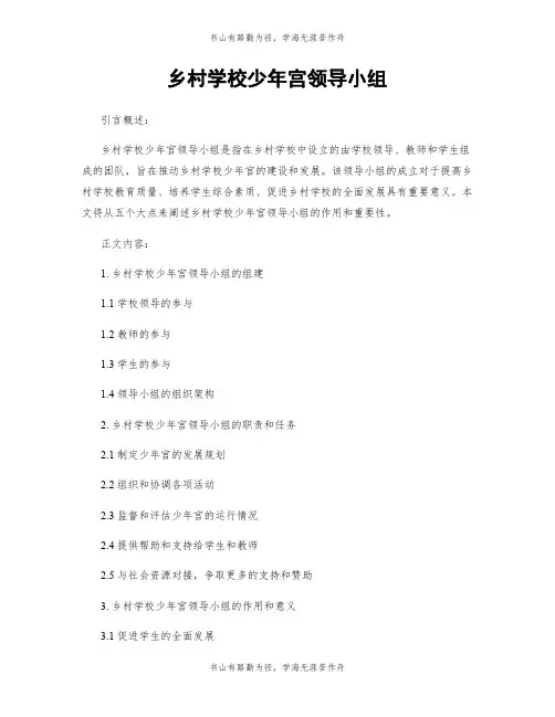 乡村学校少年宫领导小组
