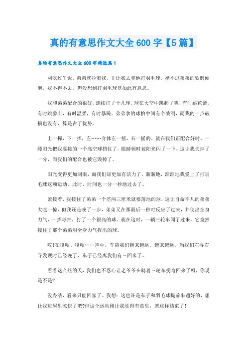 真的有意思作文大全600字【5篇】